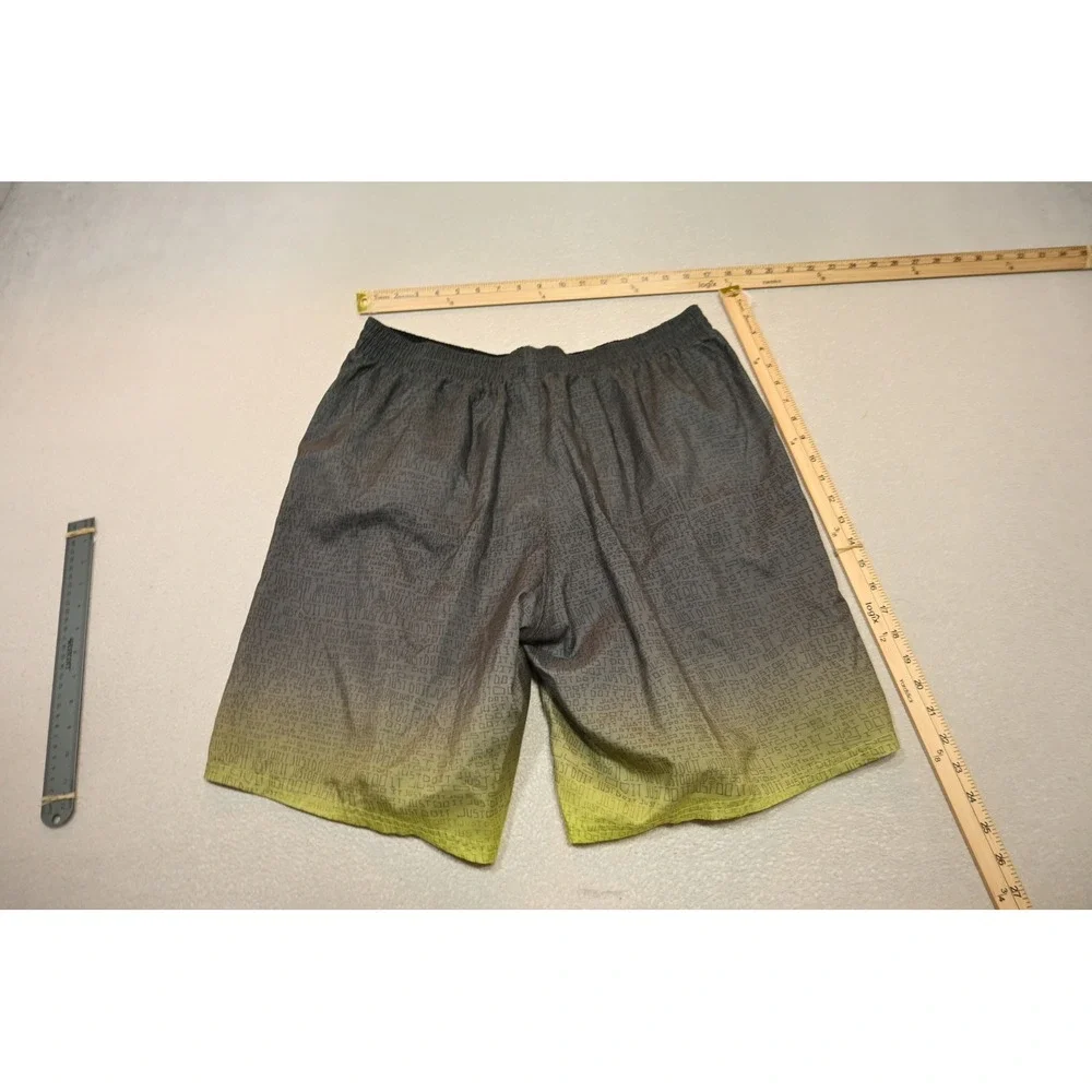 Nike Swim Trunks Mens XXL Grey Green Just Do It Ombre Mesh Lined Excellent